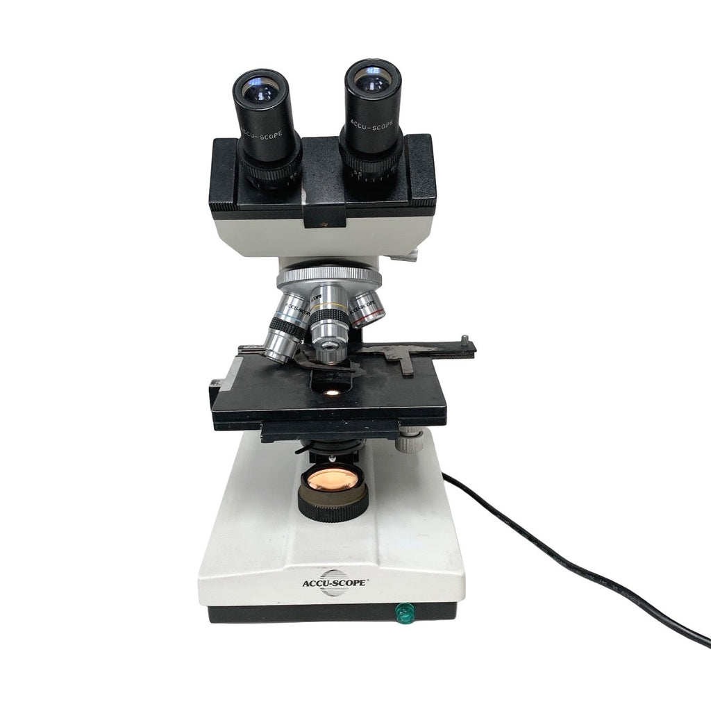 ACCU-SCOPE REF 1812WSWH, BINOCULAR MICROSCOPE,  w/ 4x, 10x, 40x, 100x OBJECTIVE