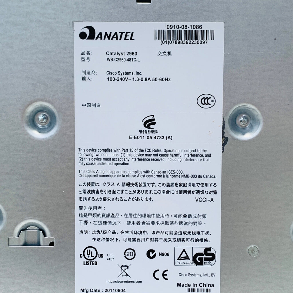 Cisco Systems REF WS-C2960-48TC-L, Catalyst 2960 Series 48 Port Switch
