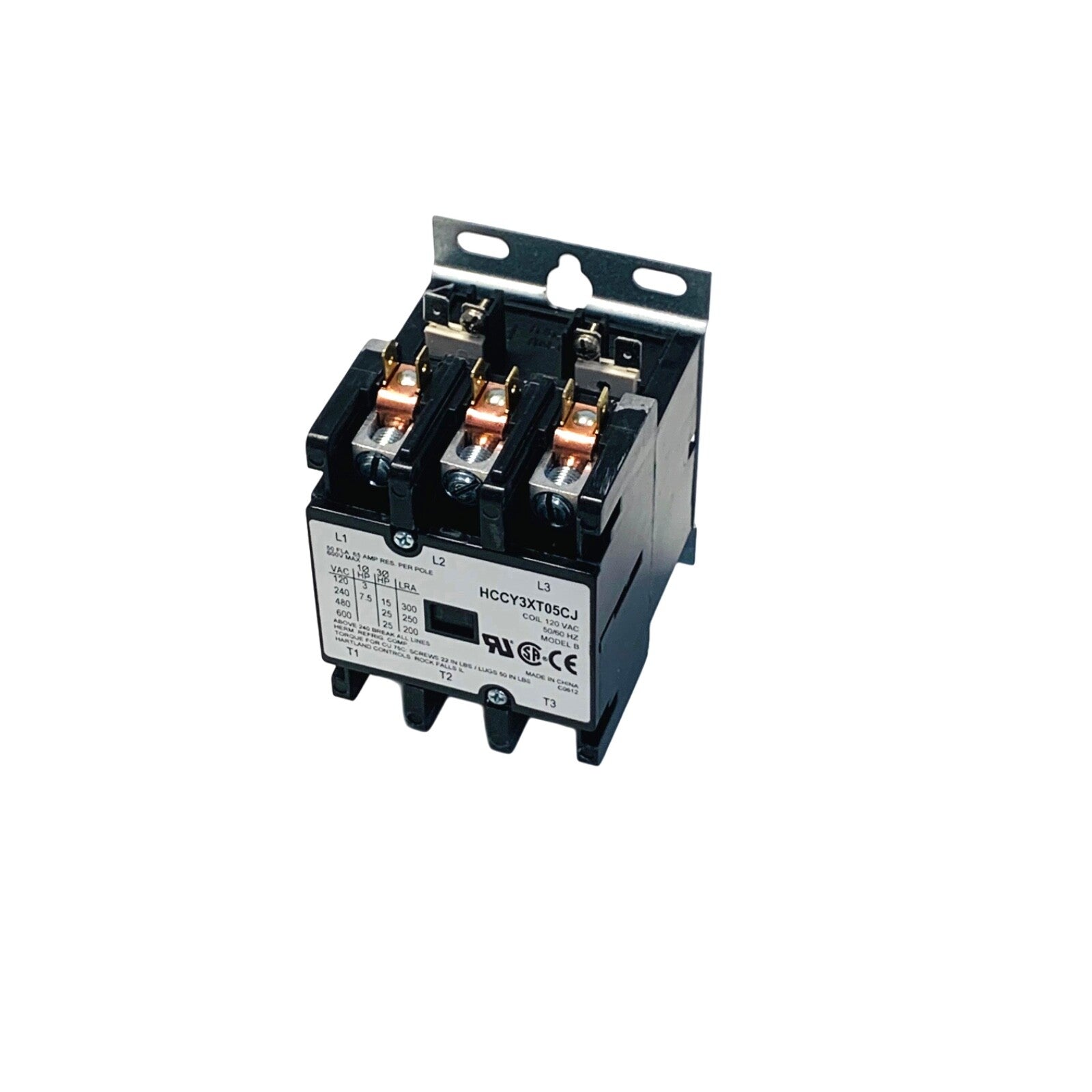 HARTLAND CONTROL Ref HCCY3XT05CJ, 3/120/50FLA/65A 3 Pole Contactor