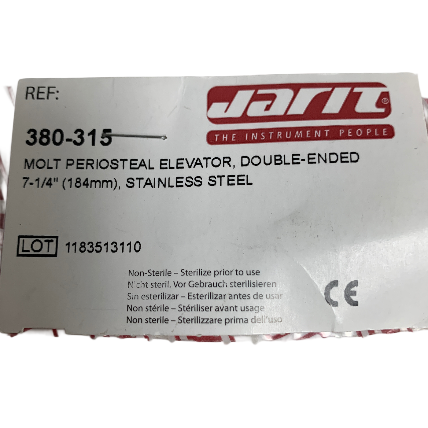 Jarit 380-315 Molt Periosteal Elevator Double Ended 7-1/4 inch Stainless Steel