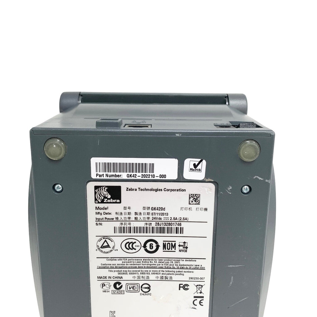 Zebra REF GK420D, THERMAL LABEL PRINTER W/ POWER SUPPLY
