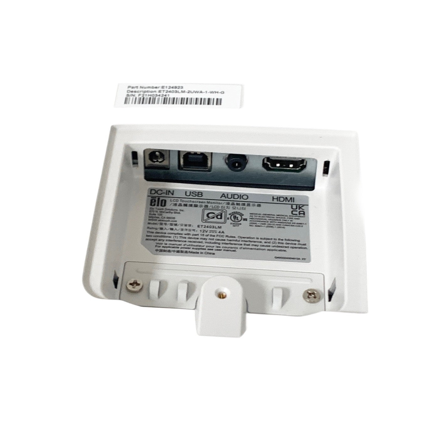 Elo ET2403LM 24" Medical Grade Touchscreen Monitor ET2403LM-2UWA-1-WH-G White