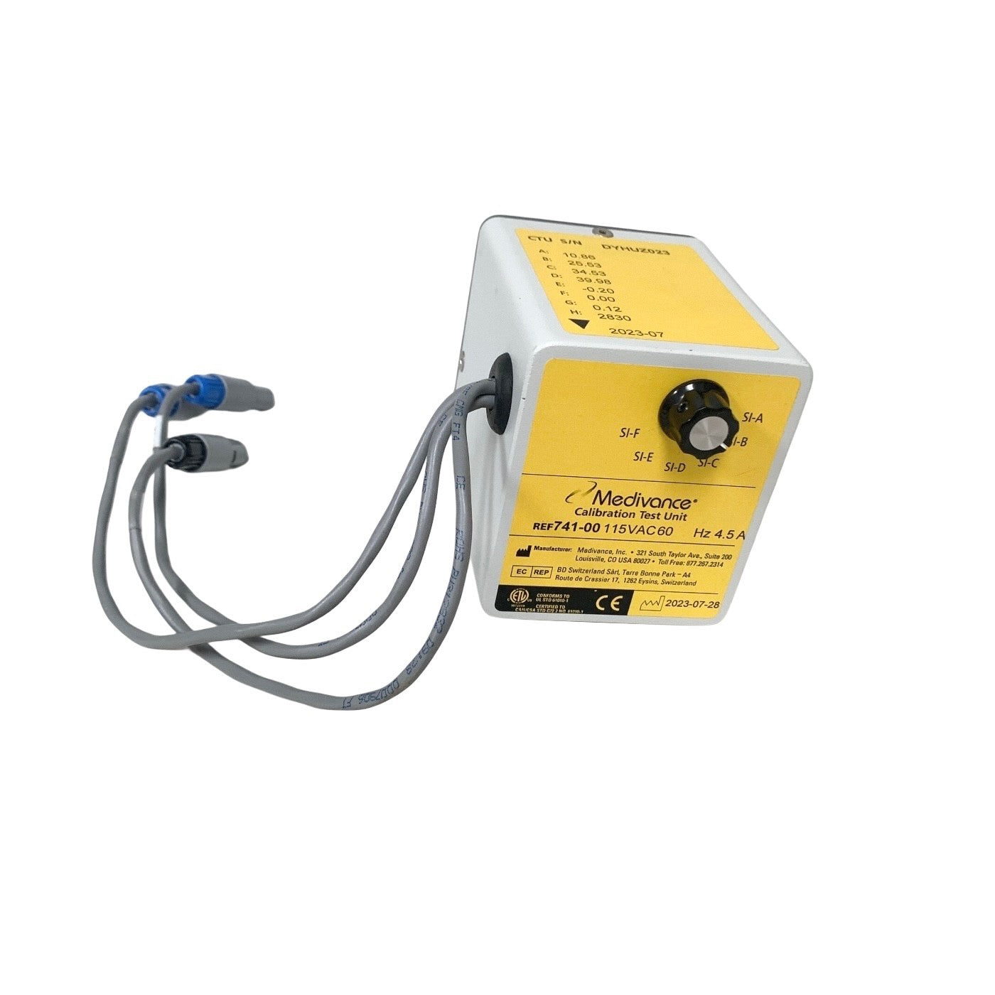 Medivance REF 741-00, Calibration Test Unit CTU | 115VAC 4.5A