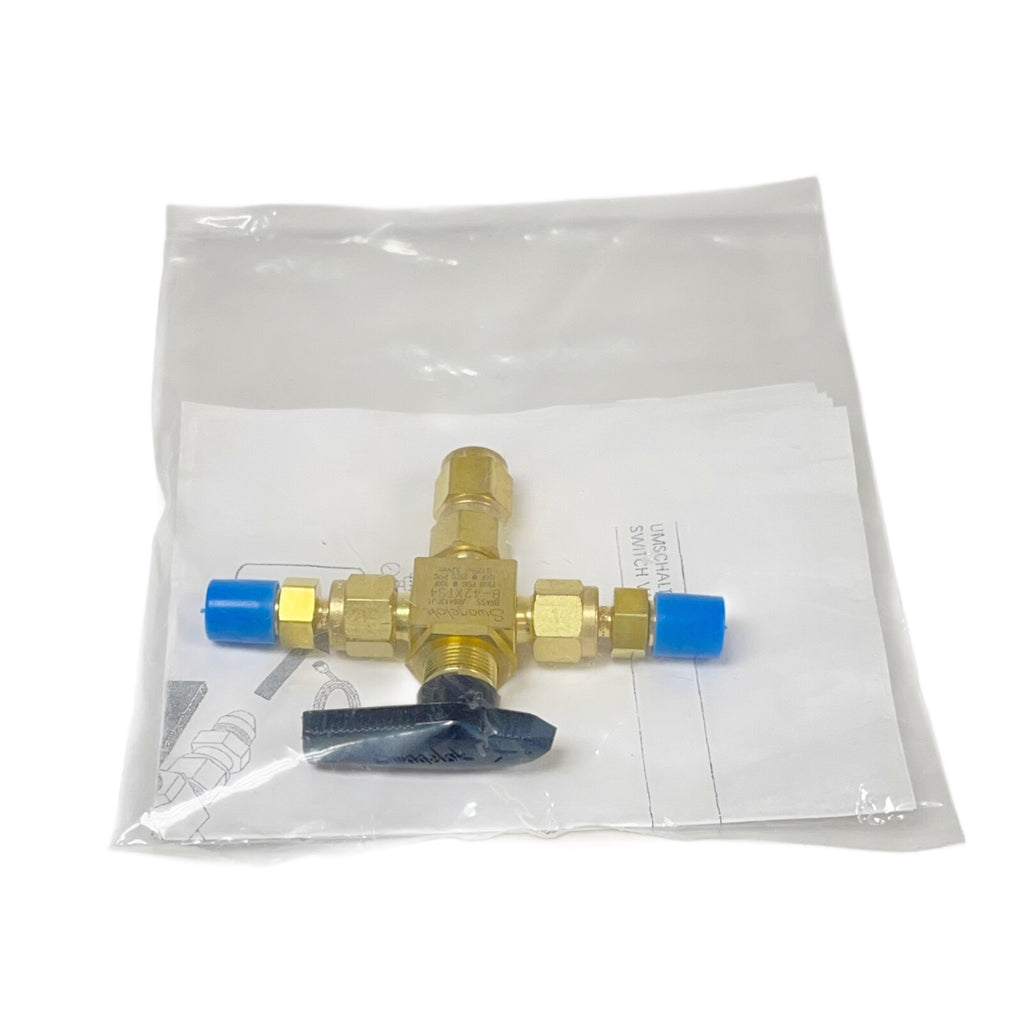 SWAGELOKE B-42XTS4 JR6413001 BRASS Way Ball Valve FOR Tube Fitting, 0.125in 3.2m