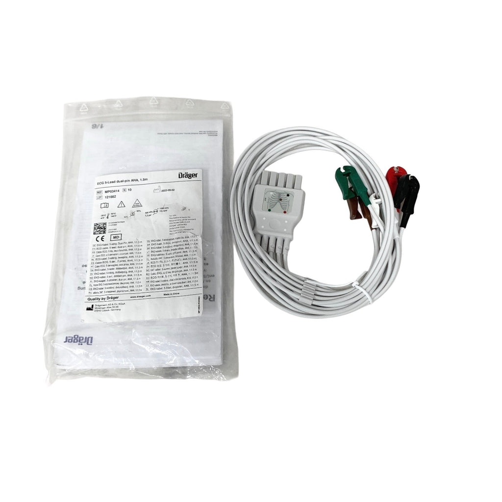 Drager REF MP03414, ECG 5-Lead dual-pin AHA, 1.5m
