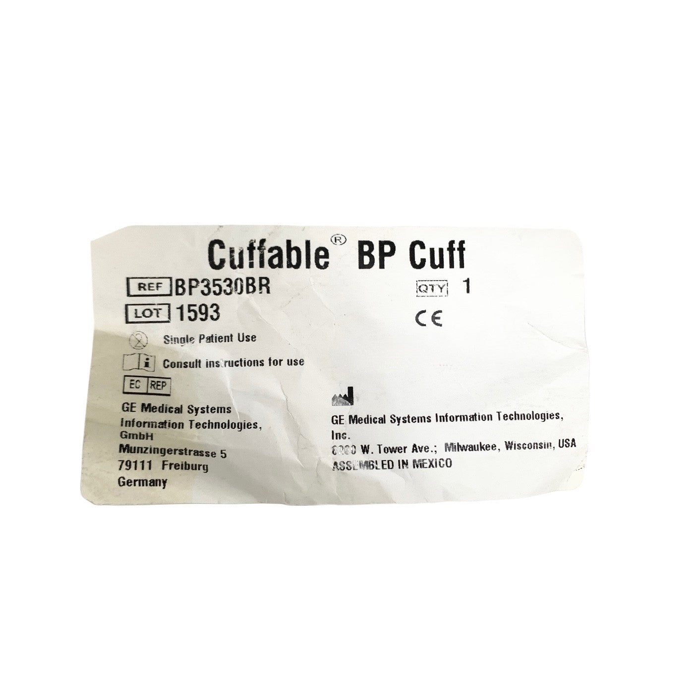GE Medical Ref BP3530BR, Cuffable Blood Pressure Cuff