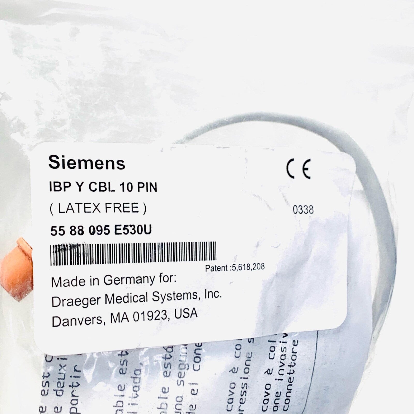 Drager REF 5588095, IBP Y CABLE 10 PIN, SIEMENS