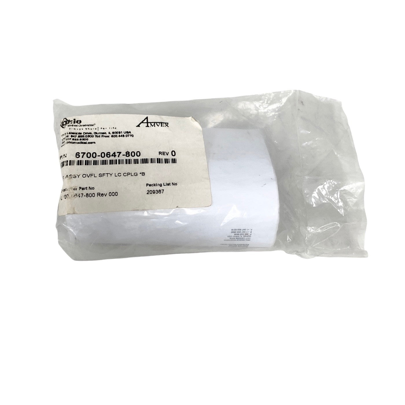 OHIO MEDICAL REF 6700-0647-800, AMVEX TRAP ASSEMBLY FOR OVERFLOW SAFETY