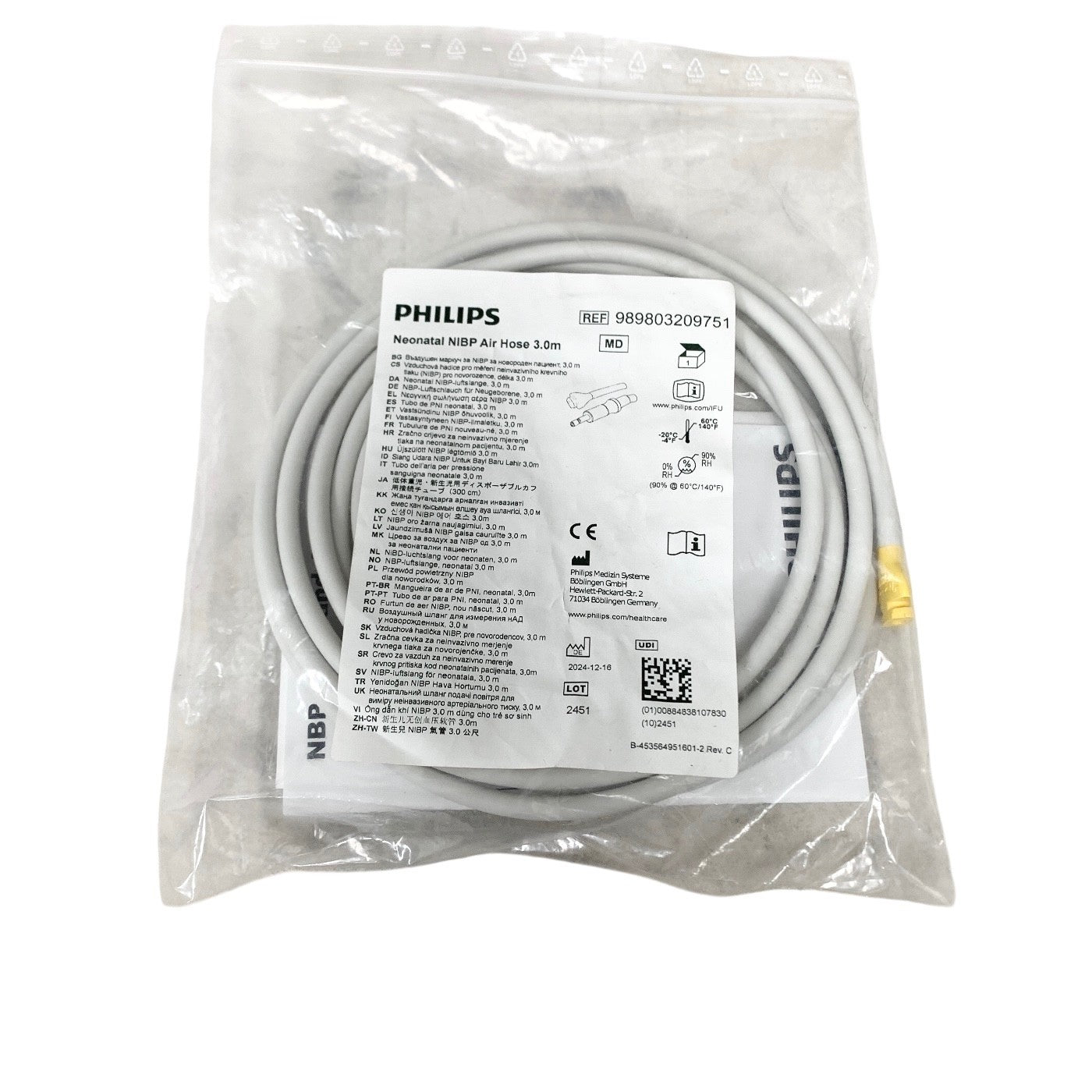 PHILIPS REF 989803209751, Neonatal NIBP Air Hose 3.0m