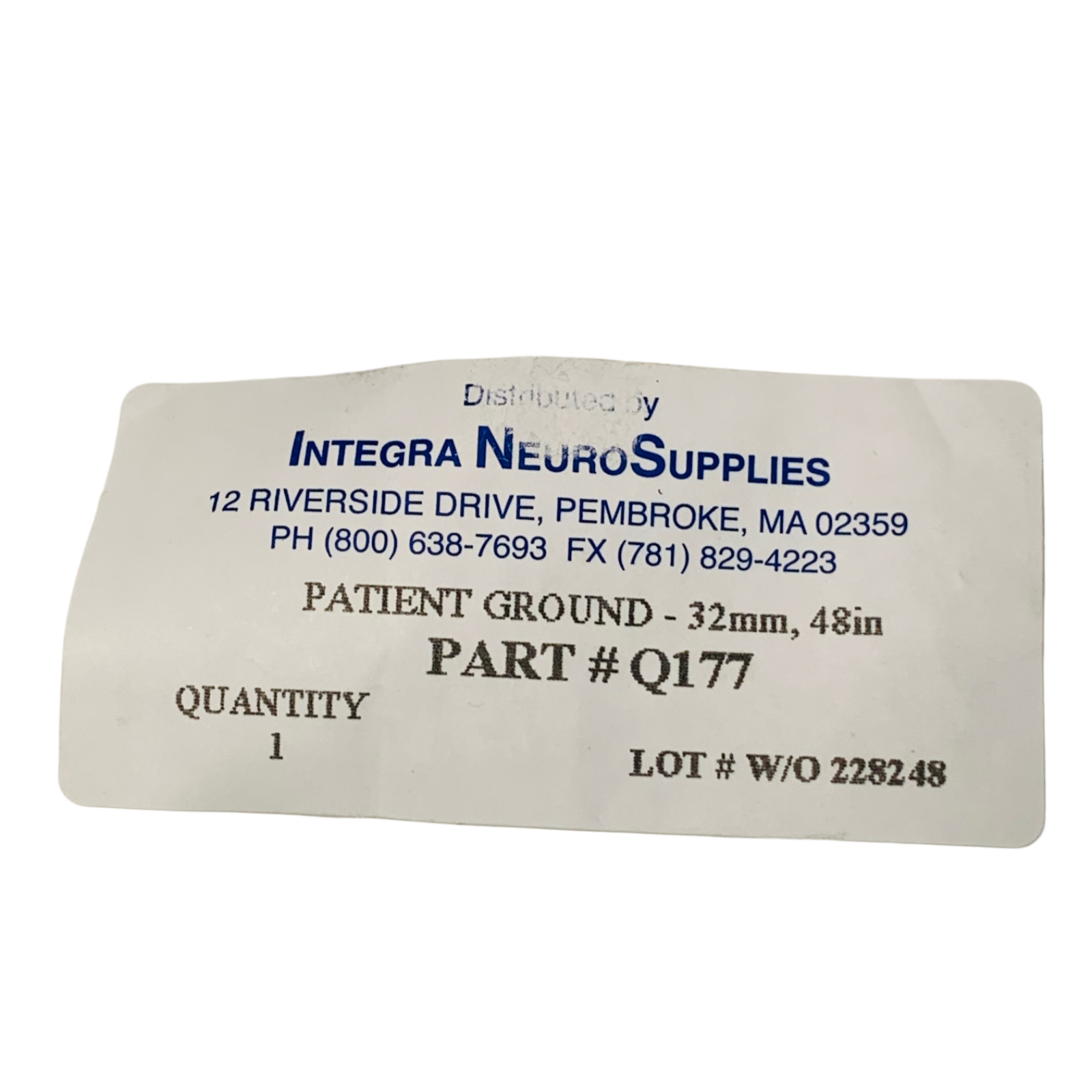 Integra NeuroSupplies REF Q177,  GROUND PLATE ELECTRODE, 32MM