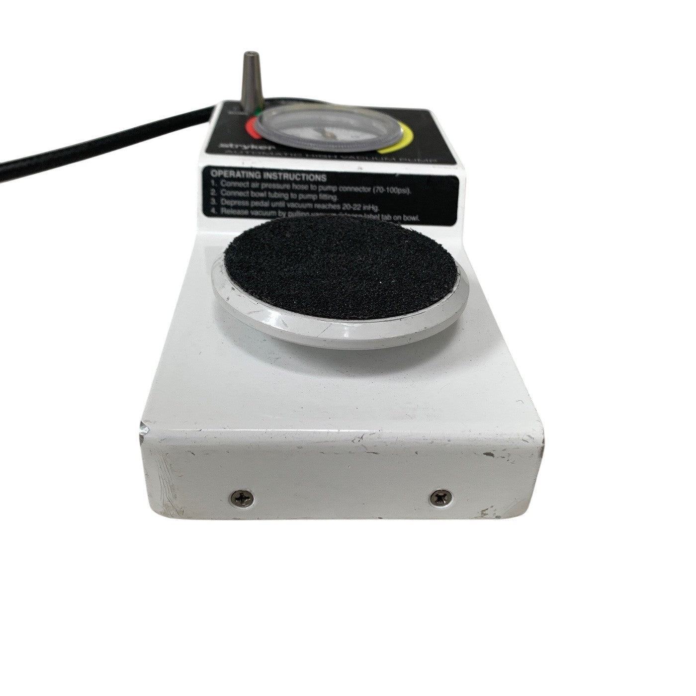 Stryker 0206-500-000 Automatic High Vacuum Foot Pump, MISSING CONNECTOR