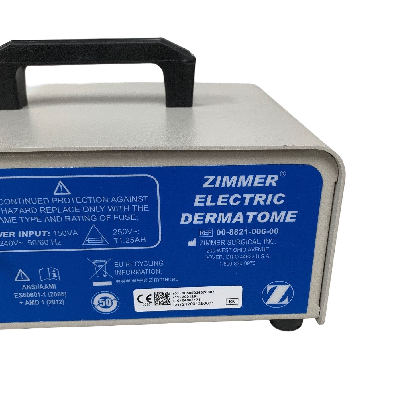 Zimmer REF 00-8821-001-00, ELECTRIC DERMATOME w/ 00-8821-006-00 CONSOLE