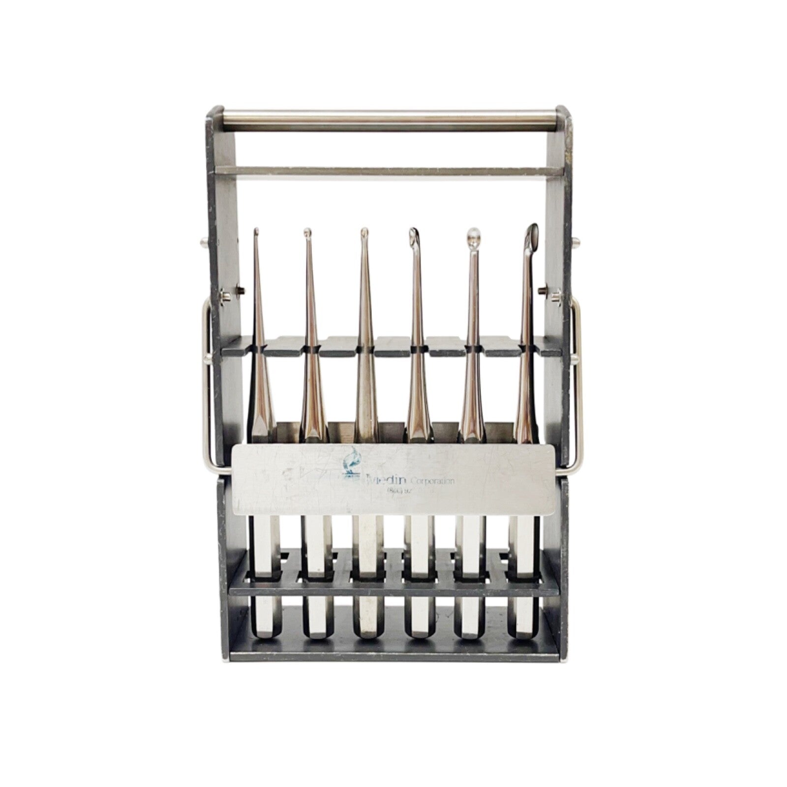 ZIMMER BRUN CUP Curette - Hollow Handle SET OF 6 with Sterilization Rack