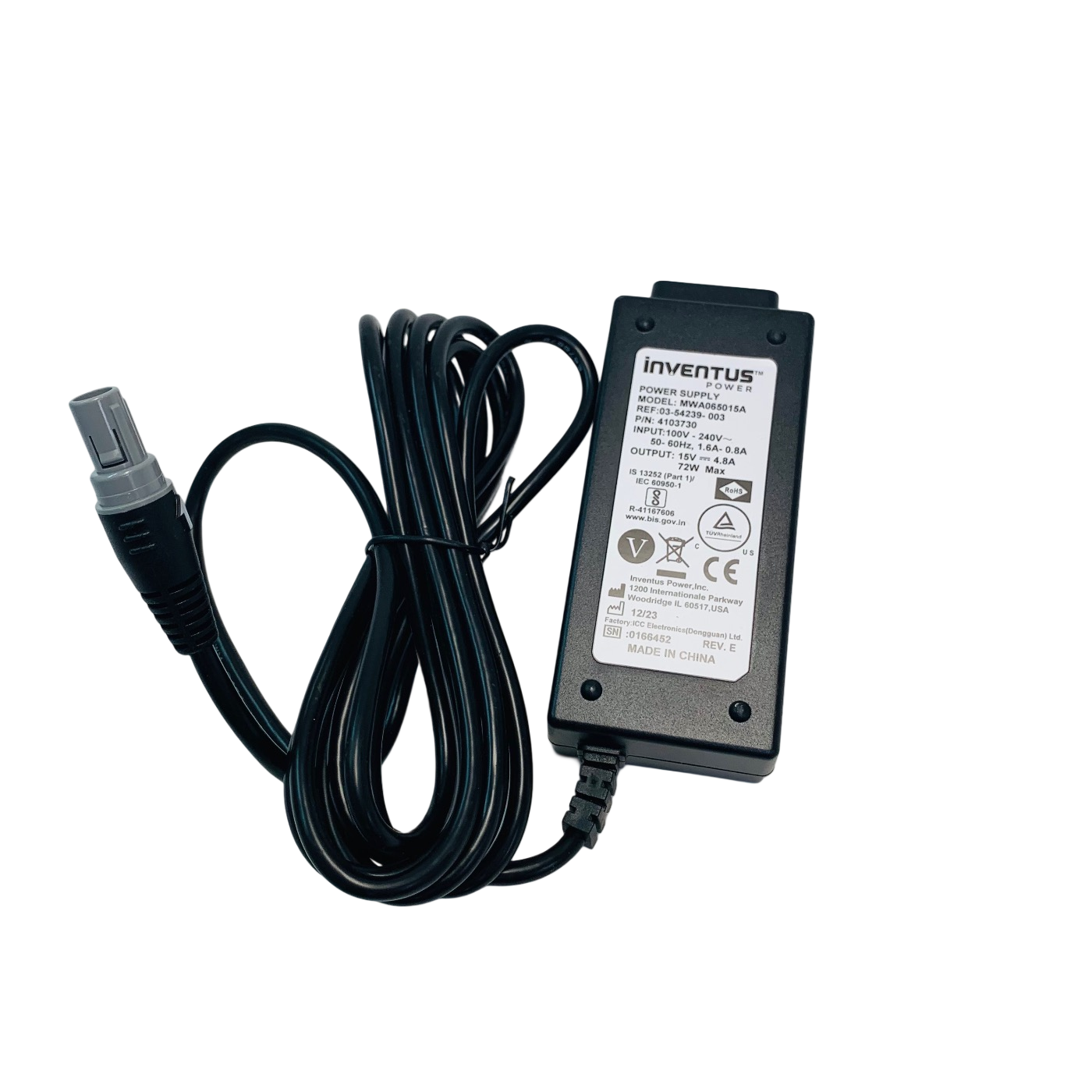 KCI VAC Inventus REF MWA065015A, 4103730 POWER SUPPLY 15V 4.8A