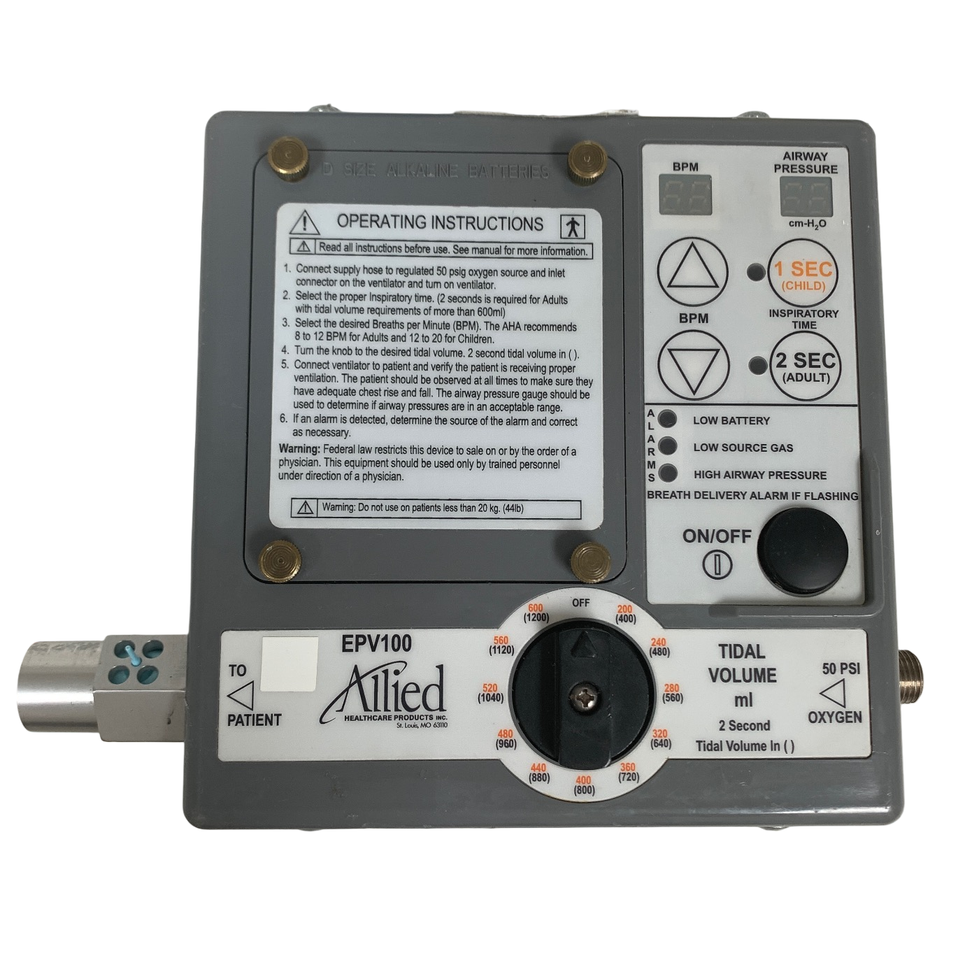 ALLIED HEALTHCARE EPV100 PORTABLE VENTILATOR