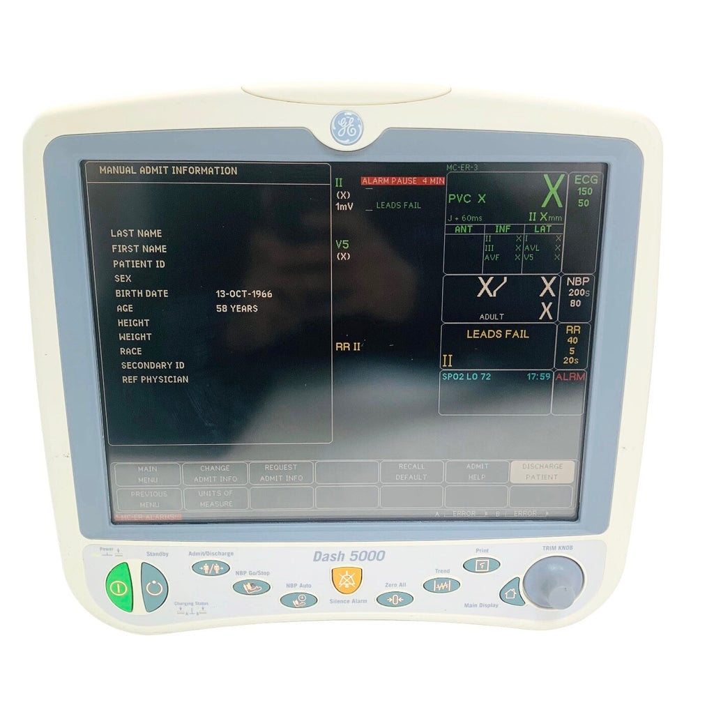 GE Dash 5000 Patient Monitor w/ ECG, SpO2, NBP, Co2,Temp, and Printer