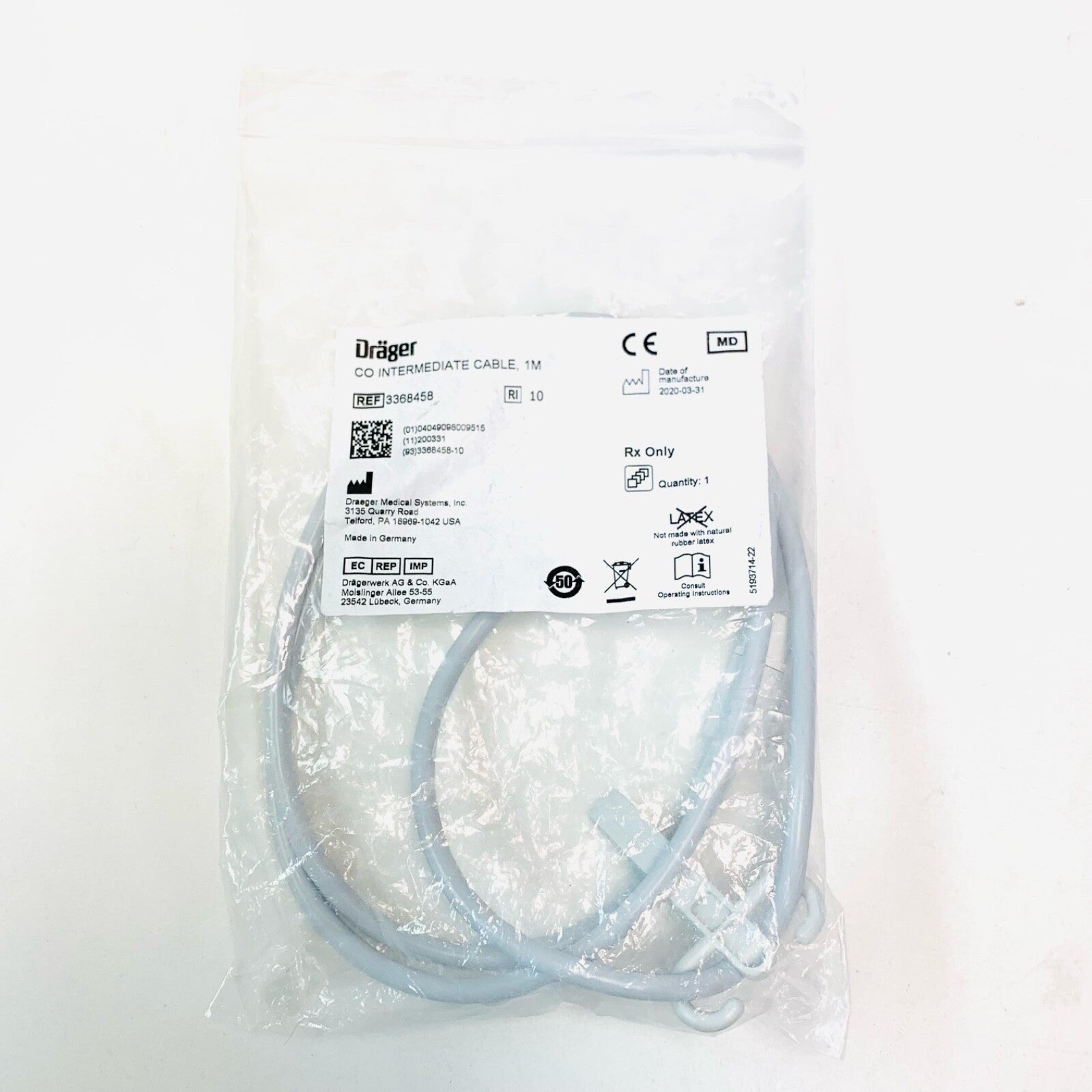 Drager REF 3368458, CO INTERMEDIATE CABLE, 1M
