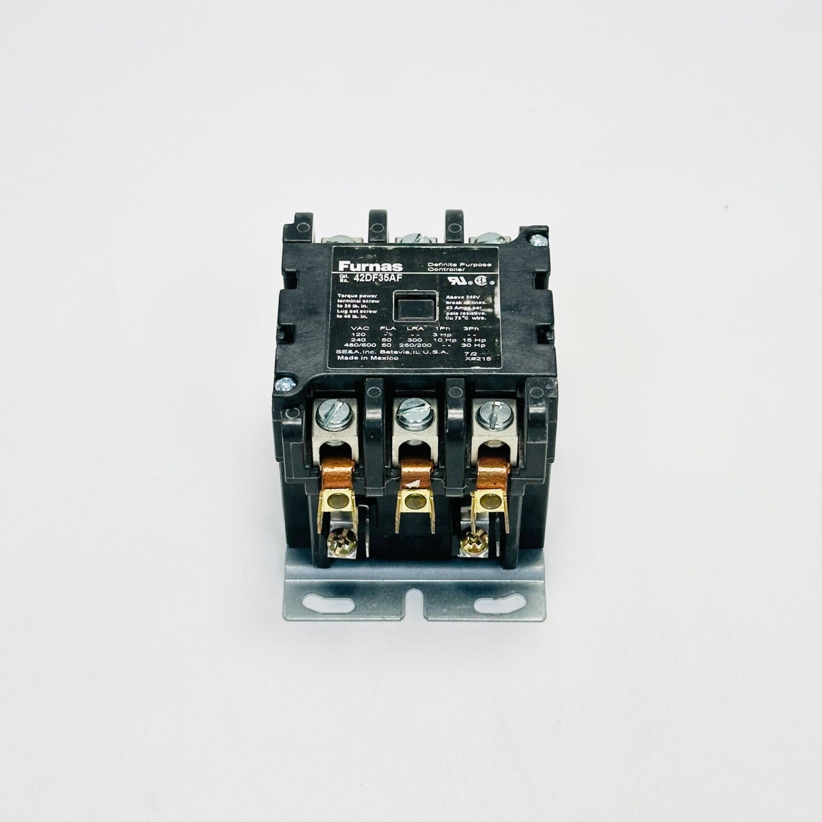 FURNAS 42DF35AF Definite Purpose Contactor, 3-Pole, 50A, 110-120VAC Coil