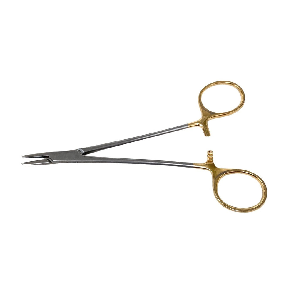 Aesculap Ref BM013R, Mayo Hegar Needle Holder 6" Tungsten Carbide TC Gold Handle