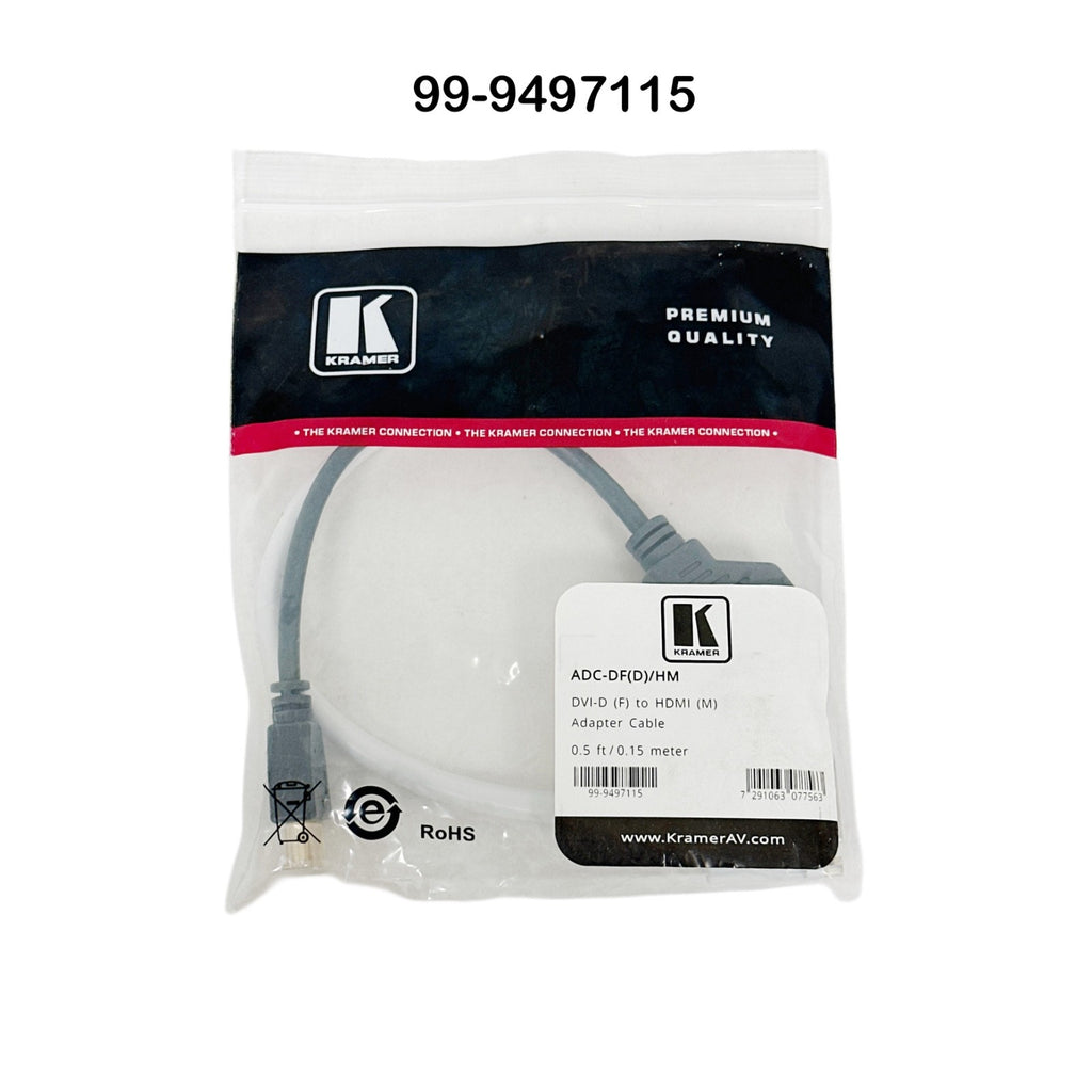 KRAMER 99-9497115 ADC-DF(D)/HM DVI-D (F) to HDMI (M) Adapter Cable 0.5 ft / 0.15