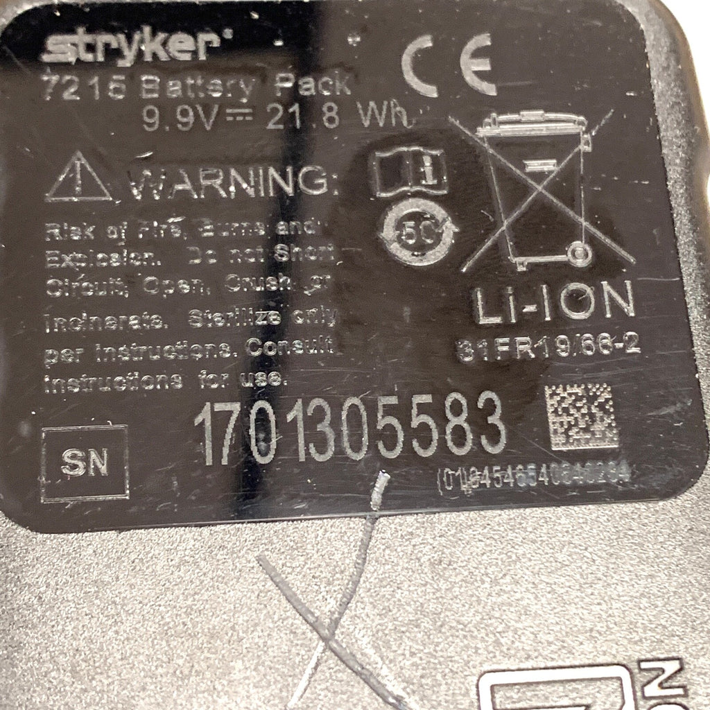 Stryker REF 7215 Battery Pack, for parts not tested