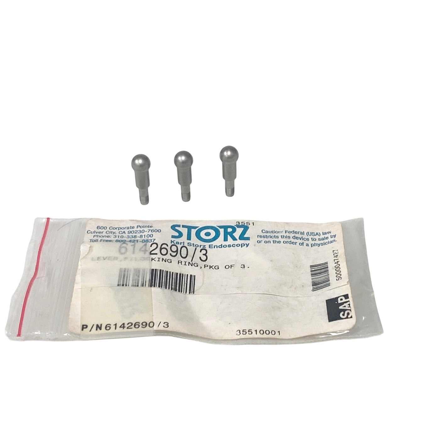 Karl Storz 6142690/3 Lever Locking Ring Pkg of 3 Endoscopy Surgical Instruments