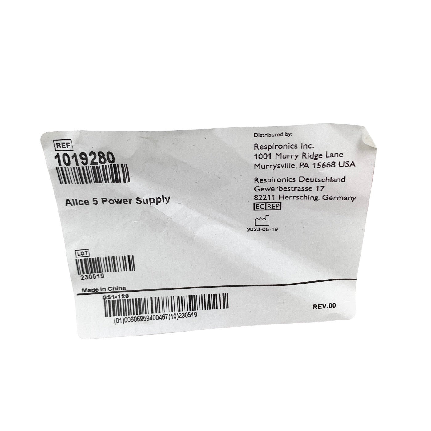 RESPIRONICS REF 1019280, Alice 5 Power Supply