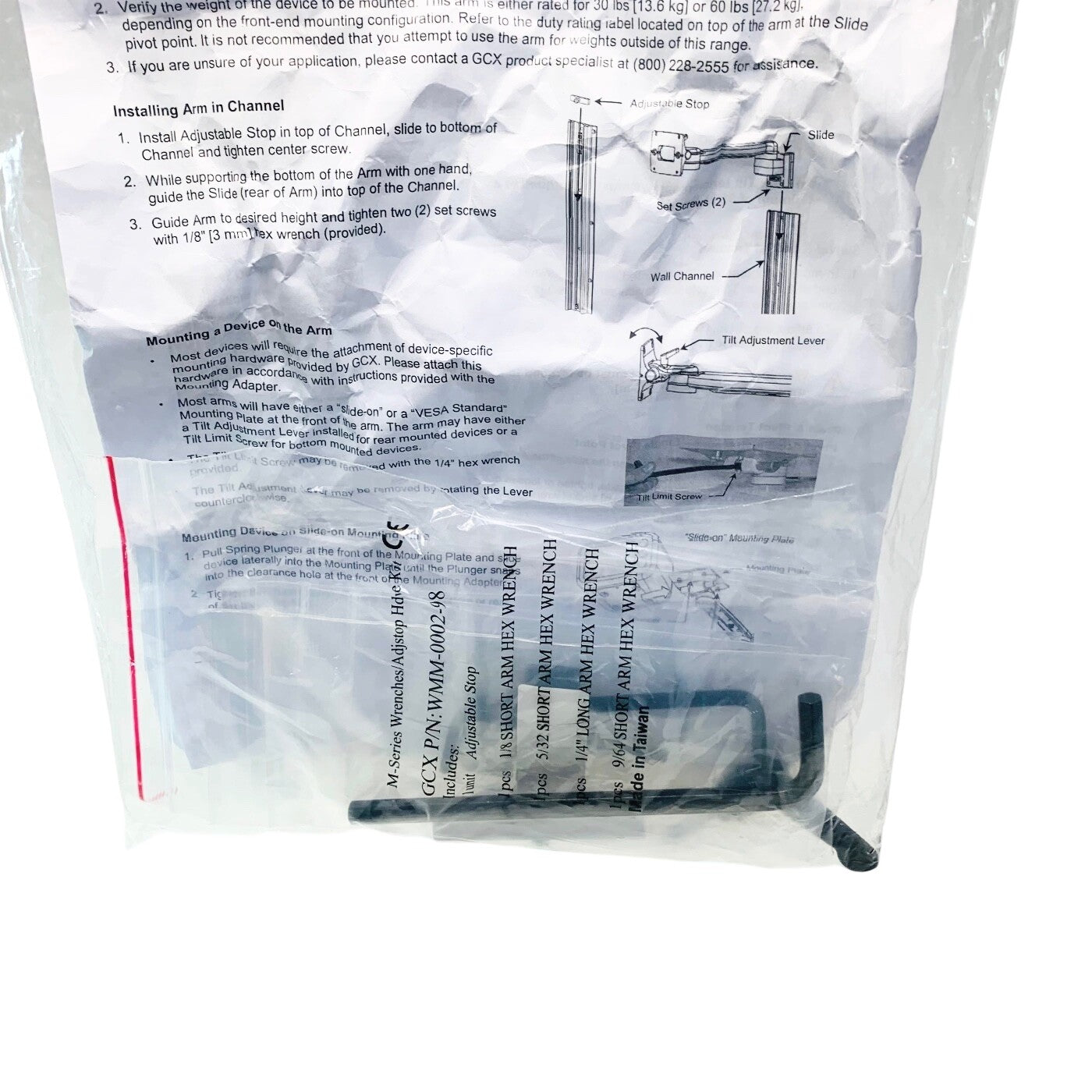 GCX M Series WMM-0001-01B, 10”/25..4cm Pivot Arm w/ Accessory