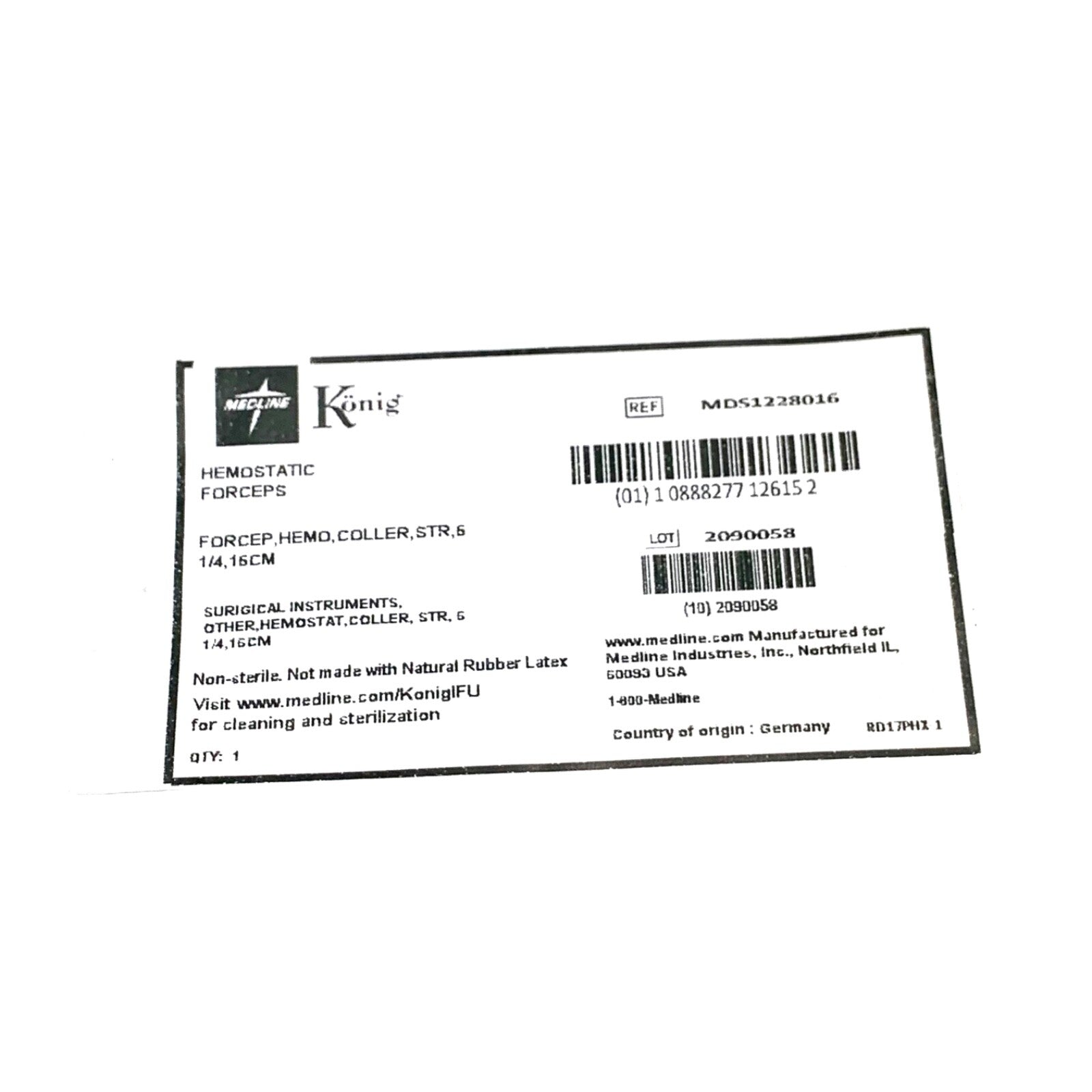 MEDLINE Konig REF MDS1228016, Hemostatic Forceps