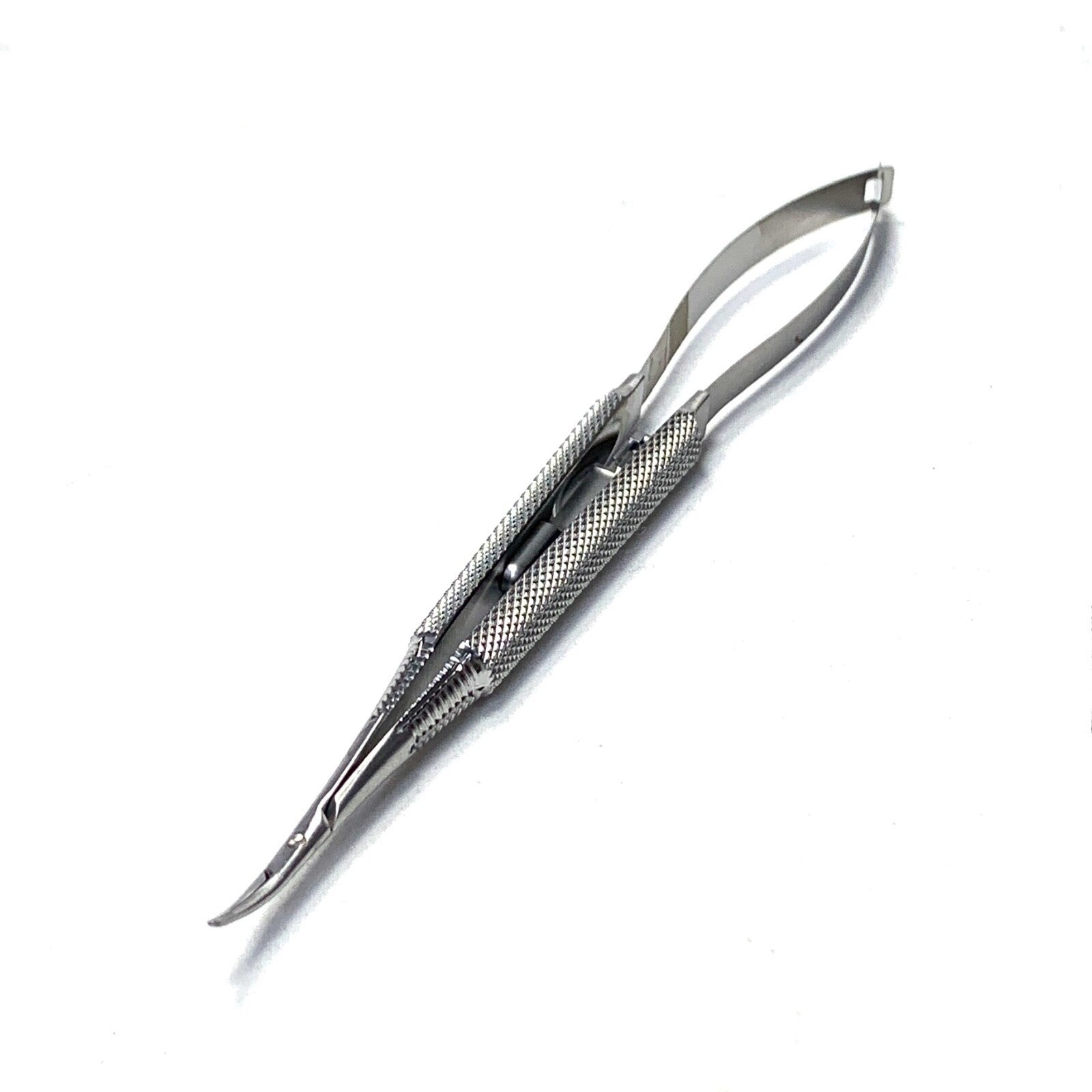 Aesculap REF FD243R, Micro Needle Holder, Curved w/ Ratchet