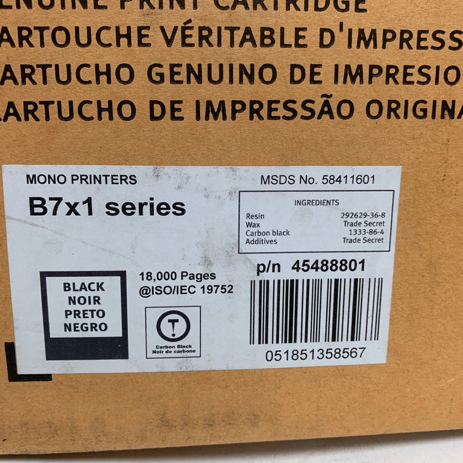 OKI Data 45488801 Laser Toner Cartridge for B721dn, B731dn Printers, 18000 Pages