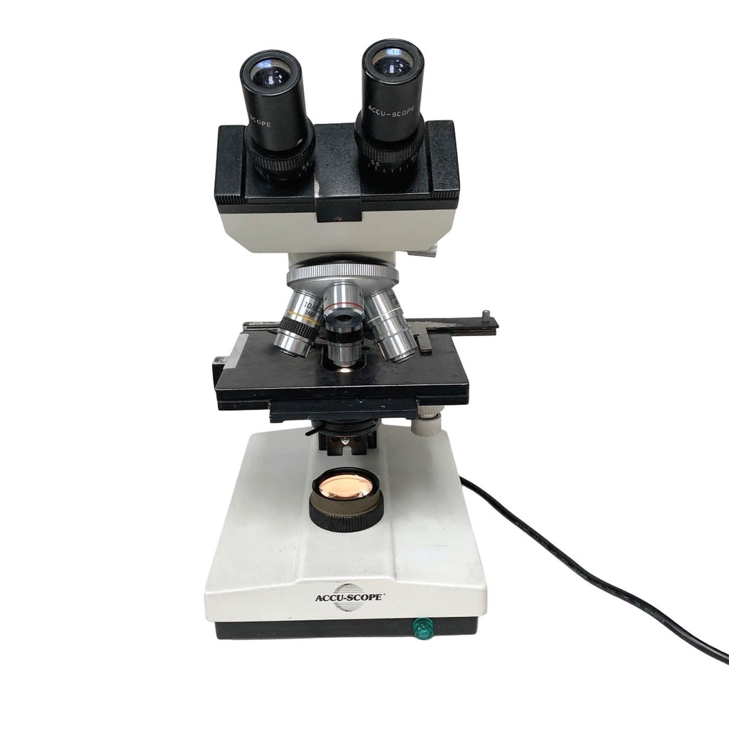 ACCU-SCOPE REF 1812WSWH, BINOCULAR MICROSCOPE,  w/ 4x, 10x, 40x, 100x OBJECTIVE