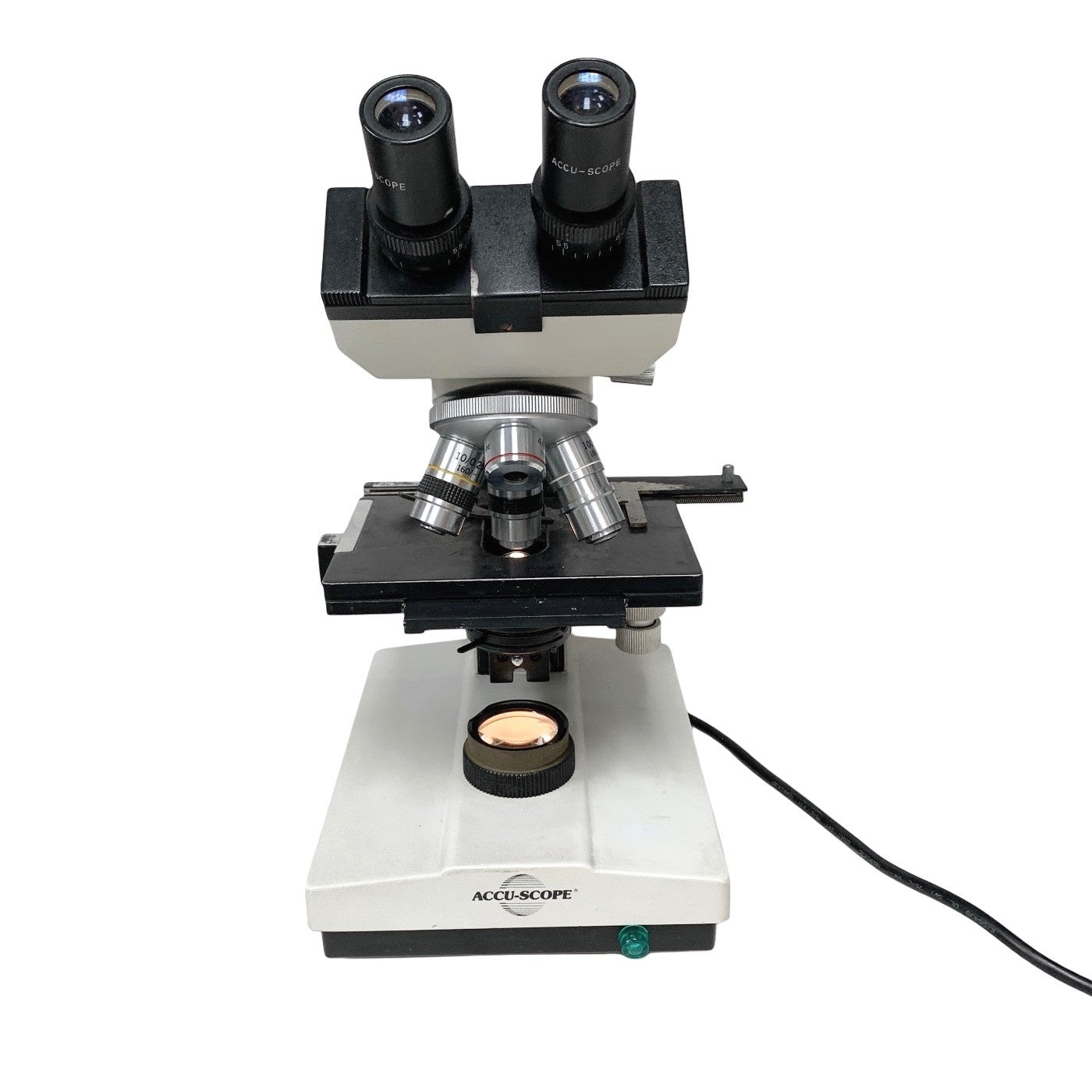 ACCU-SCOPE REF 1812WSWH, BINOCULAR MICROSCOPE,  w/ 4x, 10x, 40x, 100x OBJECTIVE