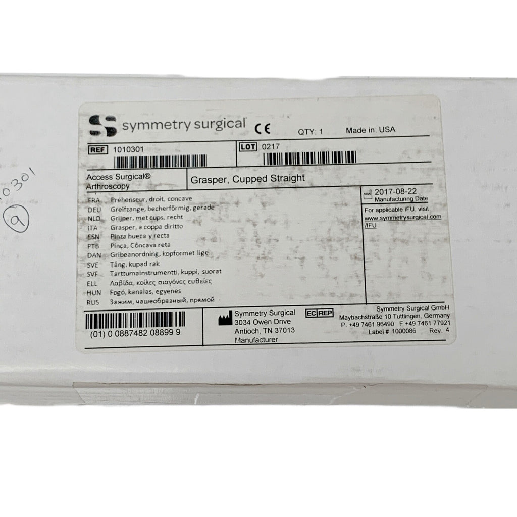 Symmetry Surgical 1010301 Cupped Straight Grasper Arthroscopic Forcep Inst.