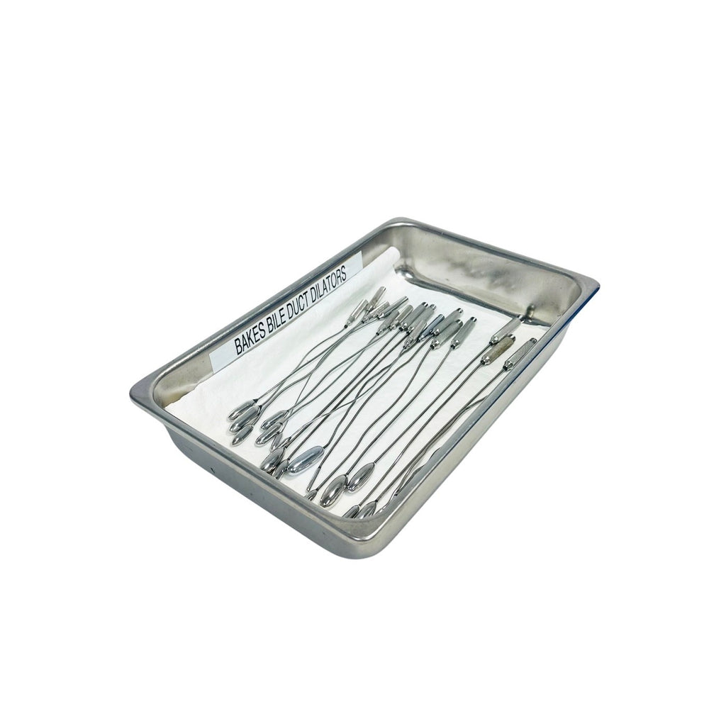 Pilling  / Others Bakes Bile Duct Dilators ( Lot Of 18 ) W/ Steel Tray