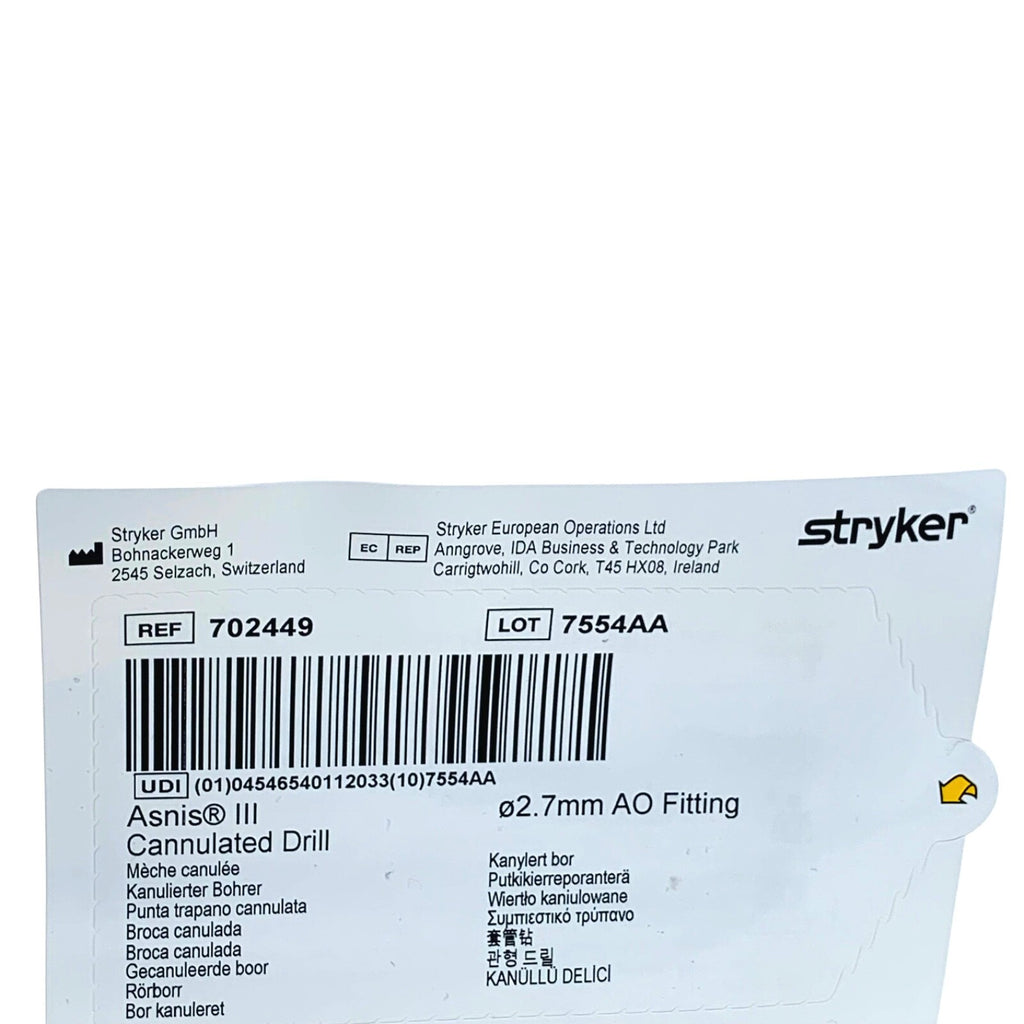 STRYKER REF 702449, ASNIS III, CANNULATED DRILL