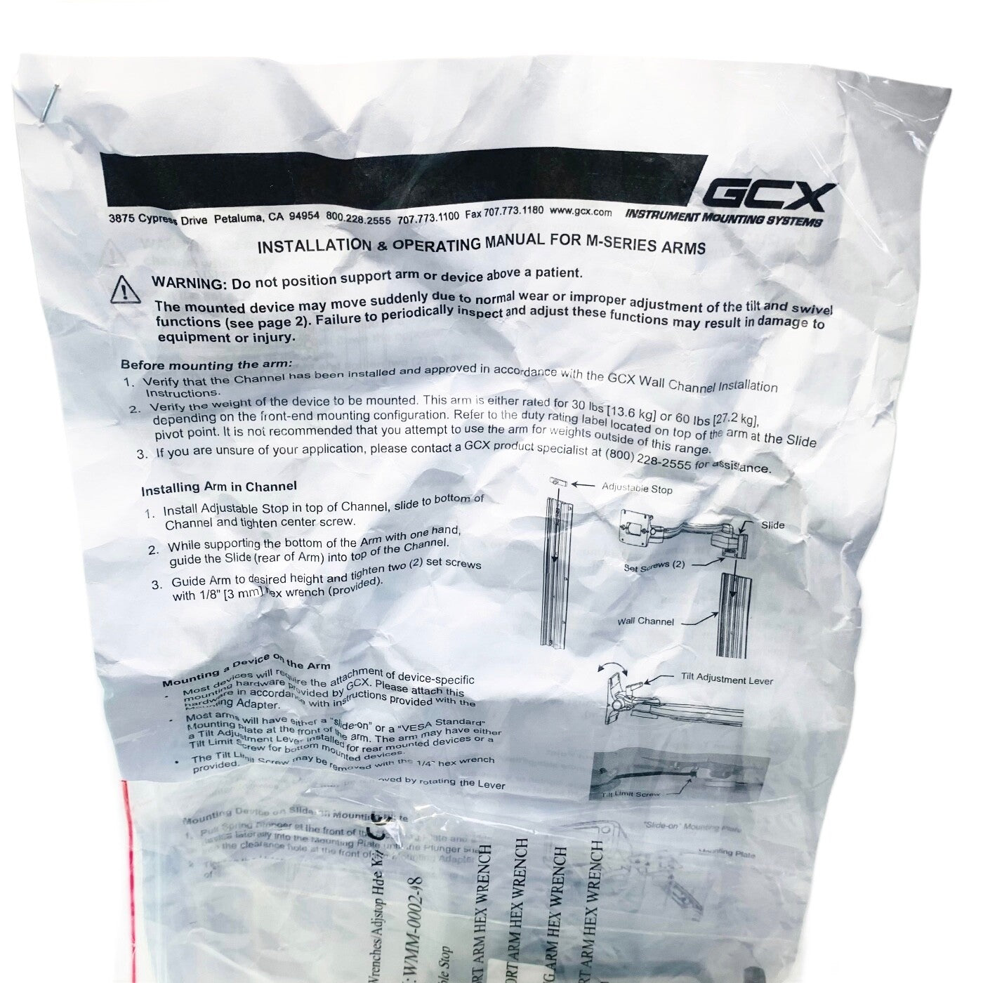 GCX M Series WMM-0001-01B, 10”/25..4cm Pivot Arm w/ Accessory