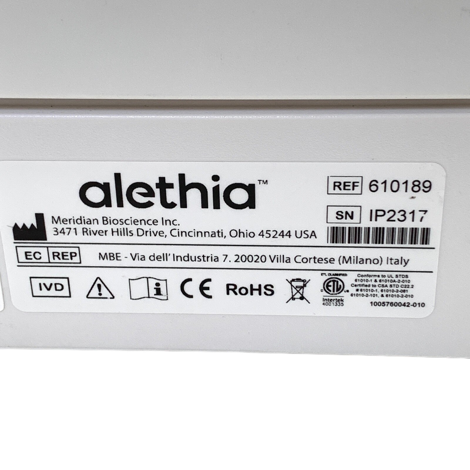 Meridian Bioscience REF 610189, alethia Incubator Reader
