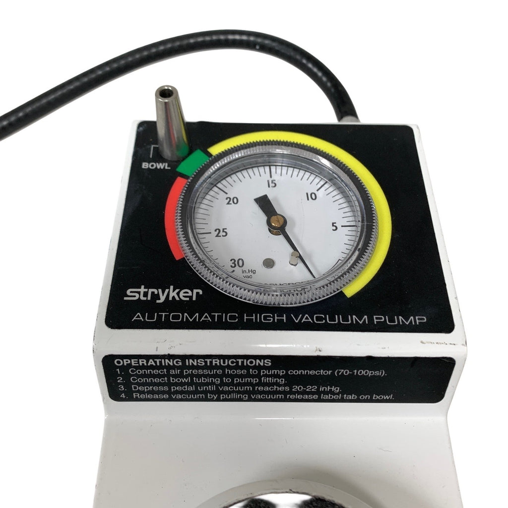 Stryker 0206-500-000 Automatic High Vacuum Foot Pump, MISSING CONNECTOR