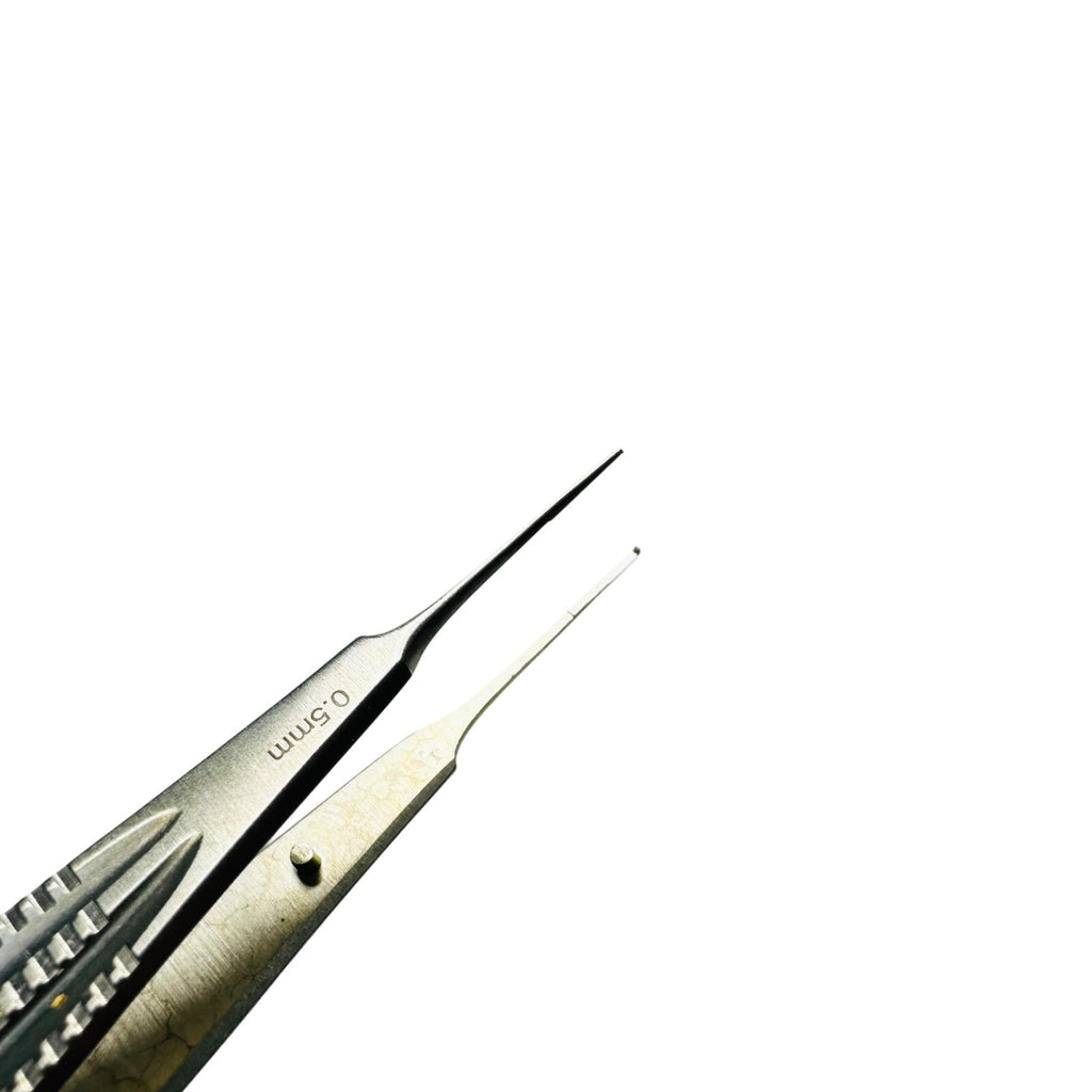 konig MDS431911 Castroviejo Corneal Suturing Forceps, 1 x 2 Teeth, 0.5 mm