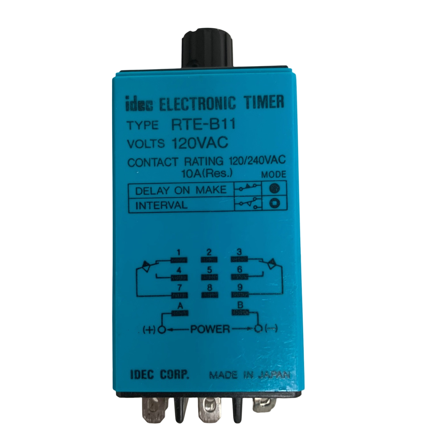 Idec RTE-B11 Analog Timer Relay, 120VAC Contact Rating 120/240VAC 10A 0-60 Sec