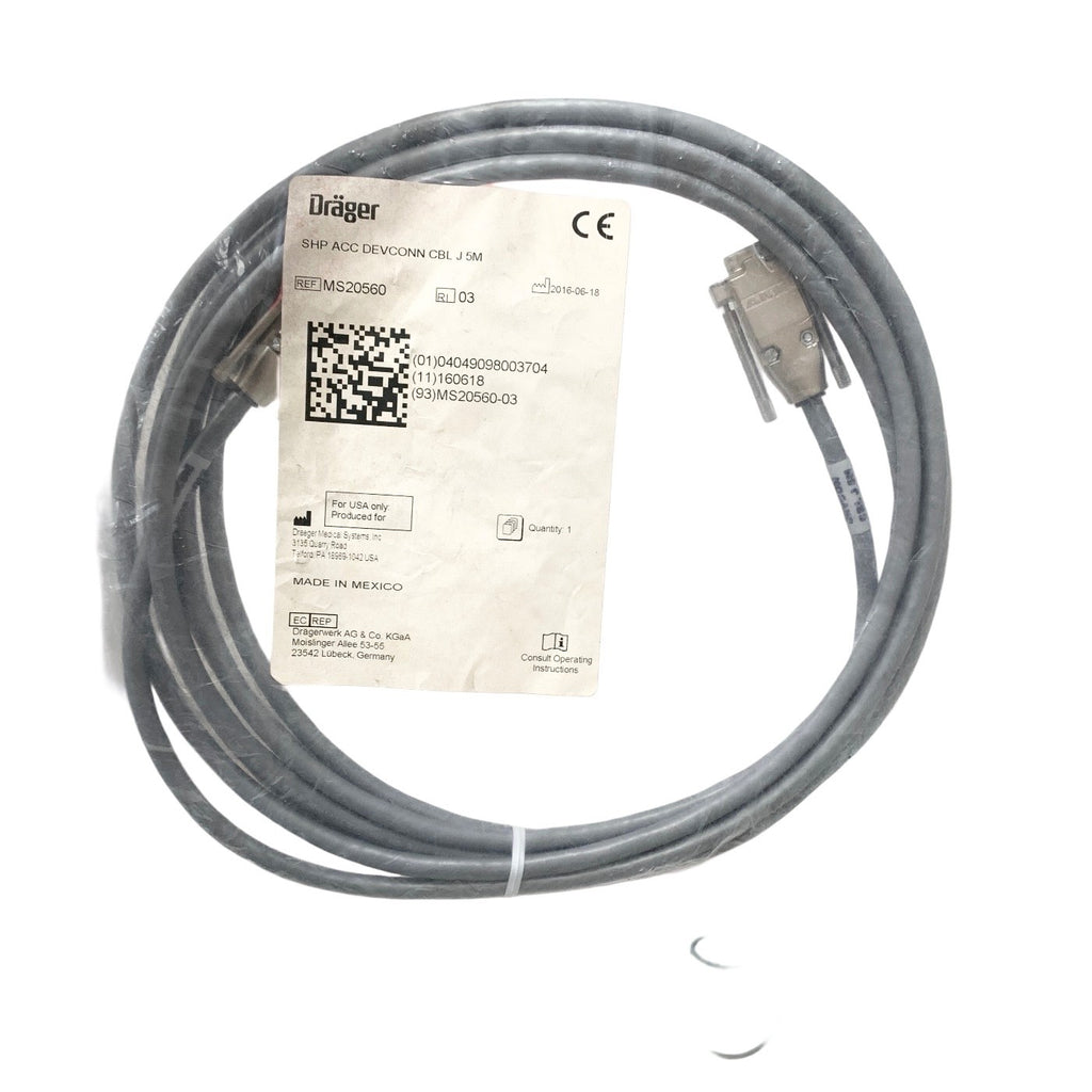 Drager REF MS20560, 5M Device Connection Cable Medical OEM Devconn CBL
