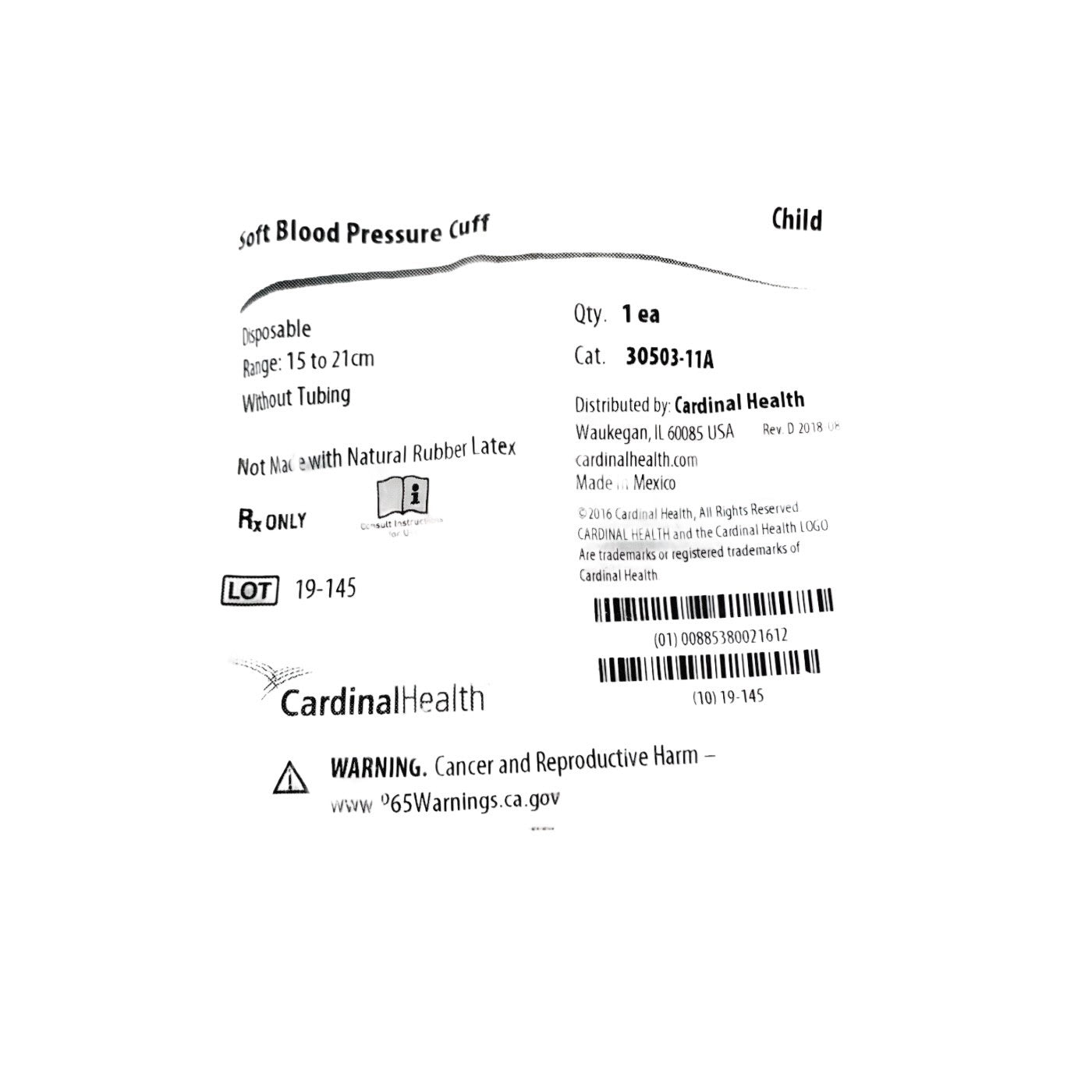 Cardinal Health 30503-11ASoft Blood Pressure Cuff Range: 15 to 21cm