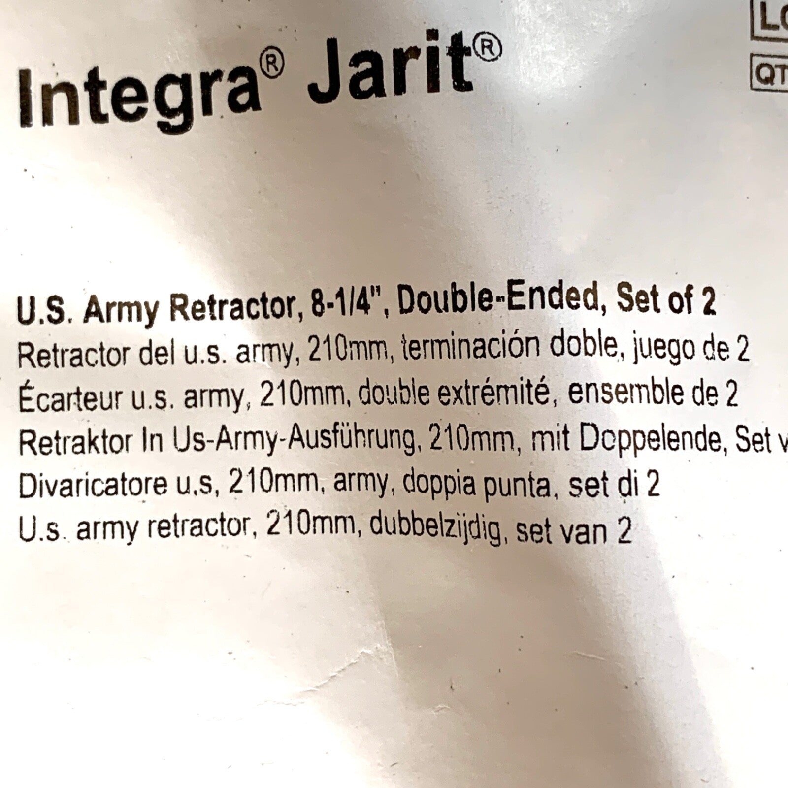 Integra Jarit REF 200-105, U.S. Army Retractor Set of 2, 8-1/4" Double Ended