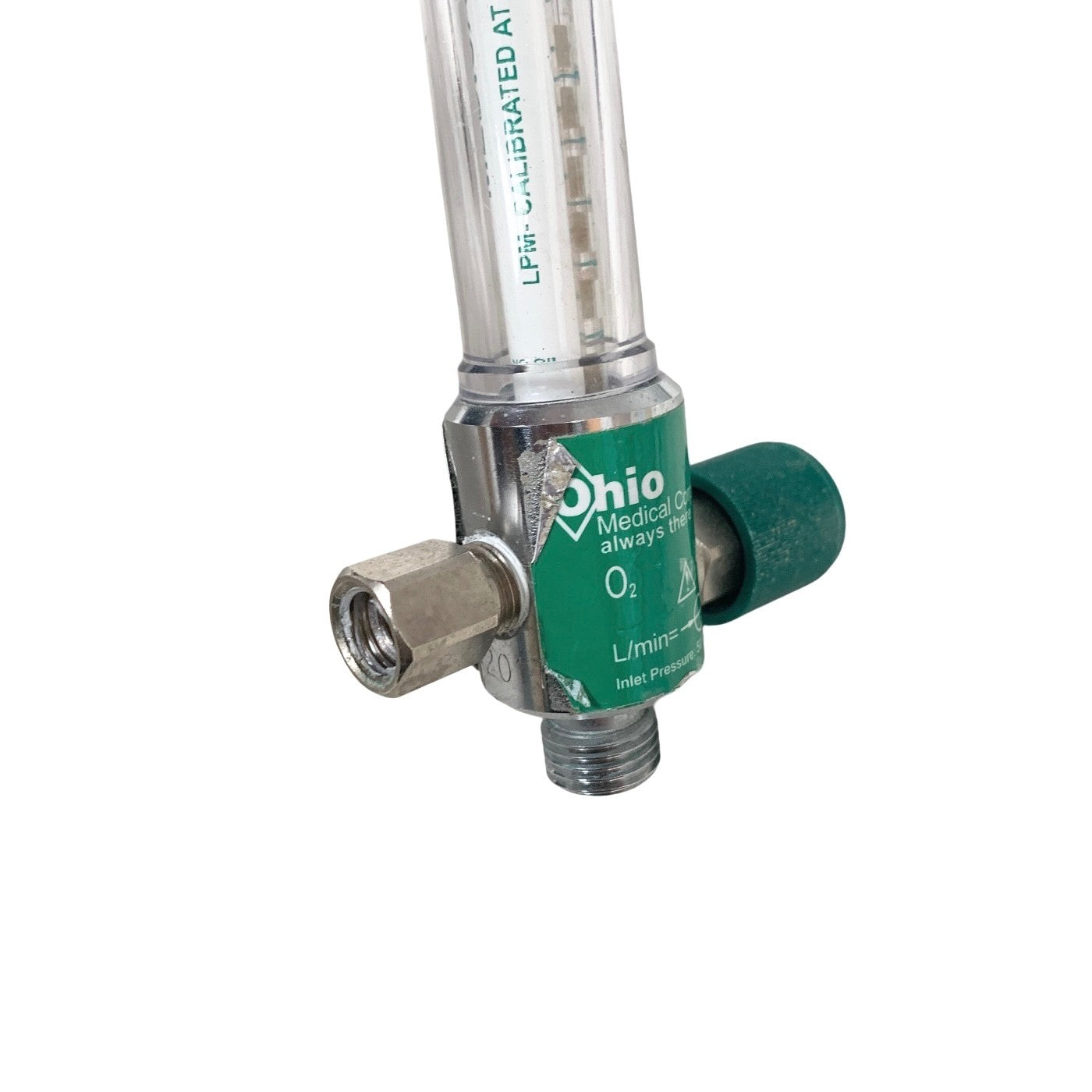 Ohio Medical Oxygen Flowmeter 0-15 LPM O2 Pressure Compensated DISS Connection