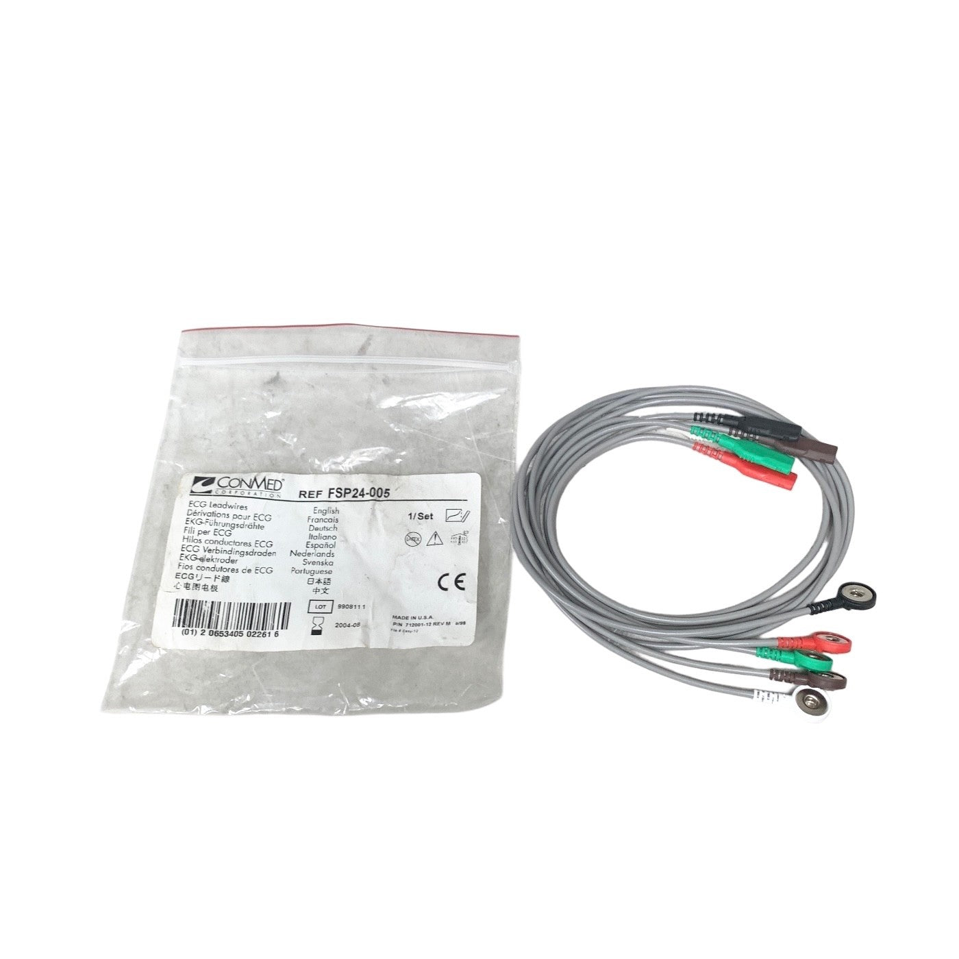 NEW CONMED FSP24-005 ECG Leadwires 5-Lead Shielded Snap 24" Patient Safety Cable
