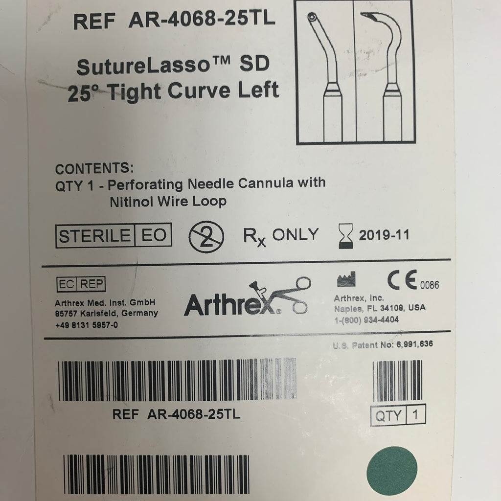 ARTHREX AR-4068-25TL SutureLasso SD 25 Degree Tight Curve Left EXP 2019 11
