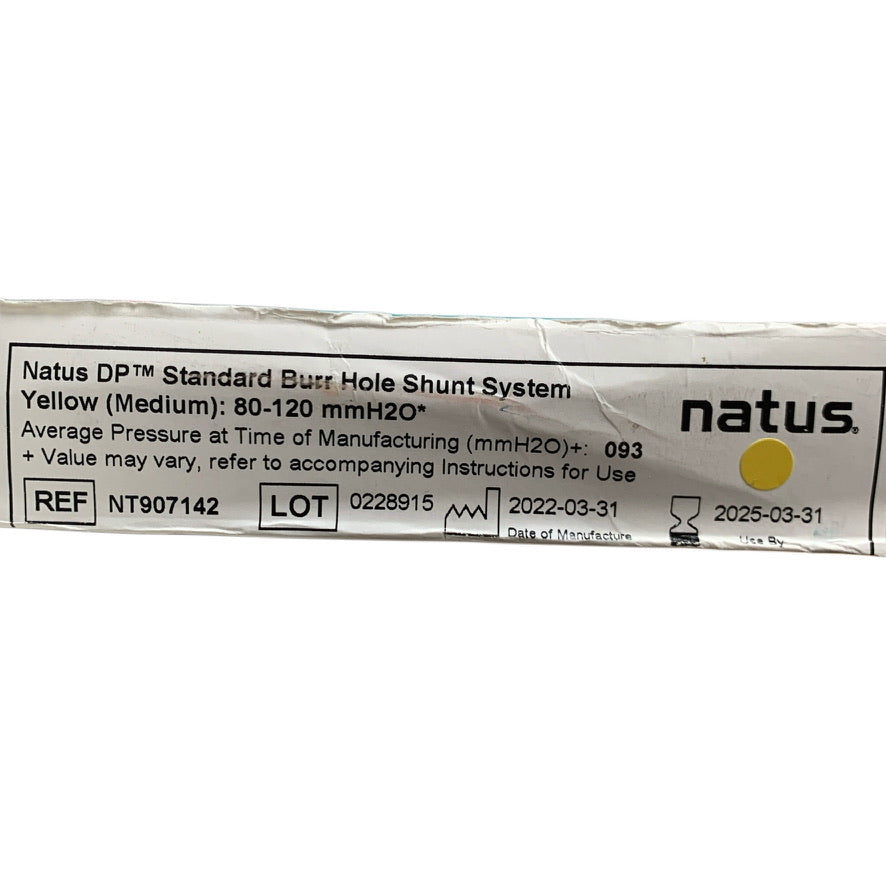 NATUS MEDICAL NT907142 DP Standard Burr Hole Shunt System Yellow Medium 80 120 mmH2O Exp 2025 03