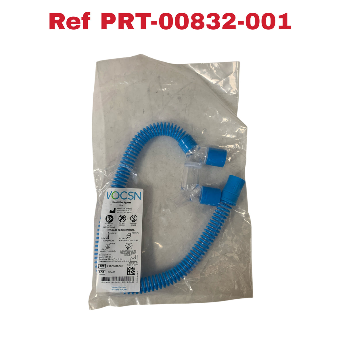 VENTEC LIFE SYSTEMS PRT-00832-001 VOCSN Humidifier Bypass Blue 19 mm x 2.3 ft