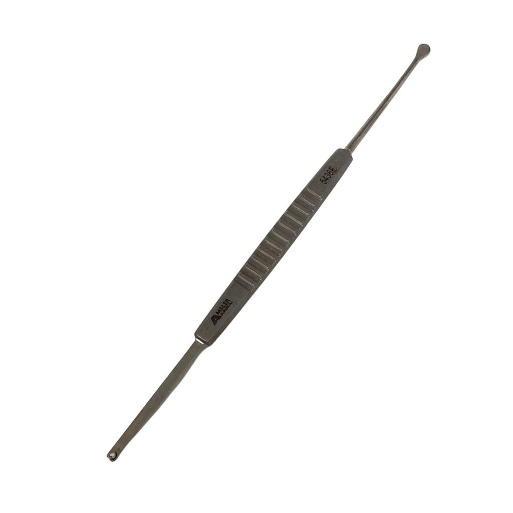AMBLER REF 5436E O'Connor scleral depressor/marker 5 3/8'', double-ended, 3.0mm wide teardrop-shaped end and 1.5mm Gass marking end, flat handle